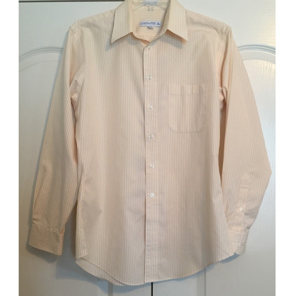 Joseph & Feiss Dress Shirt 16 Yellow Striped